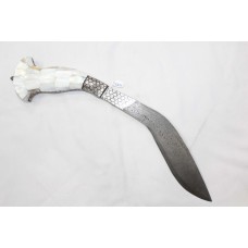 Dagger Kukri Khukuri Damascus Steel Blade Silver Koftgari Mother of Pearl E81